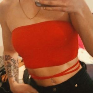 SHEIN XS red strappy tube top